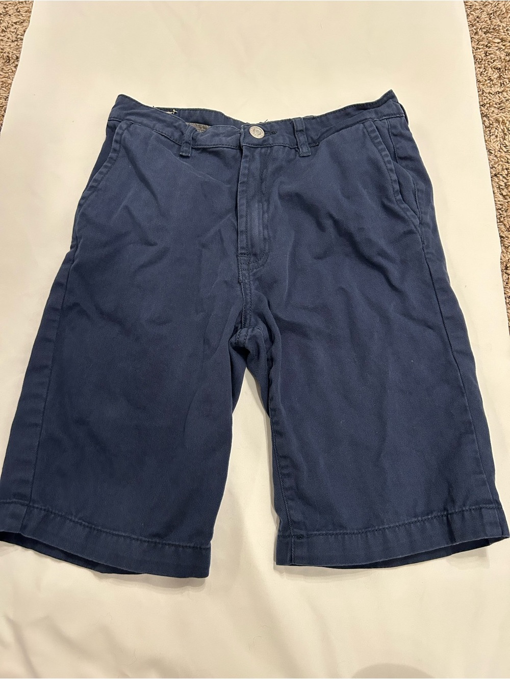 7 For All Mankind Navy Flat-Front Cotton Shorts